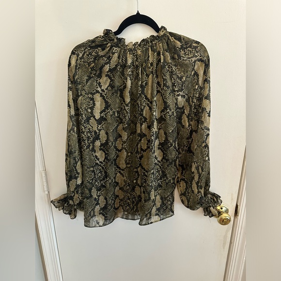 H&M Snakeskin Blouse Top | Boho Peasant Blouse - Picture 6 of 7